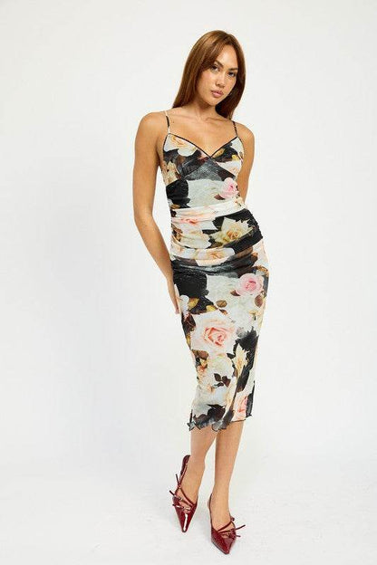 RUCHED MIDI V NECK DRESS - Shop Style & More | Fresh Looks, Everyday Deals & Free Shipping