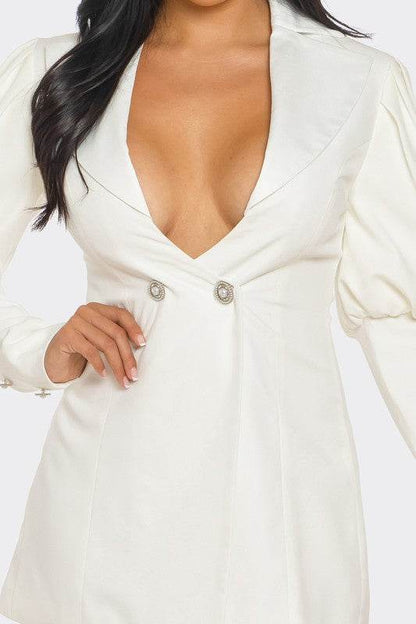Ivory Puff Sleeve Blazer Dress - Shop Style & More | Fresh Looks, Everyday Deals & Free Shipping