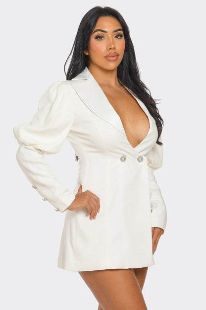 Ivory Puff Sleeve Blazer Dress - Shop Style & More | Fresh Looks, Everyday Deals & Free Shipping