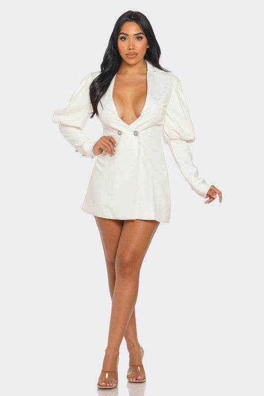 Ivory Puff Sleeve Blazer Dress - Shop Style & More | Fresh Looks, Everyday Deals & Free Shipping