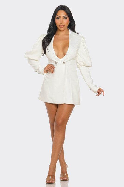 Ivory Puff Sleeve Blazer Dress - Shop Style & More | Fresh Looks, Everyday Deals & Free Shipping