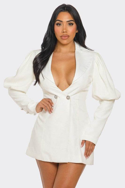 Ivory Puff Sleeve Blazer Dress - Shop Style & More | Fresh Looks, Everyday Deals & Free Shipping