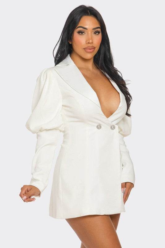 Ivory Puff Sleeve Blazer Dress - Shop Style & More | Fresh Looks, Everyday Deals & Free Shipping
