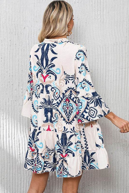 Women Print Bracelet Sleeve Buttoned Mini Dress - Shop Style & More | Fresh Looks, Everyday Deals & Free Shipping