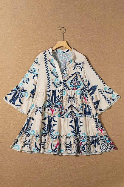 Women Print Bracelet Sleeve Buttoned Mini Dress - Shop Style & More | Fresh Looks, Everyday Deals & Free Shipping