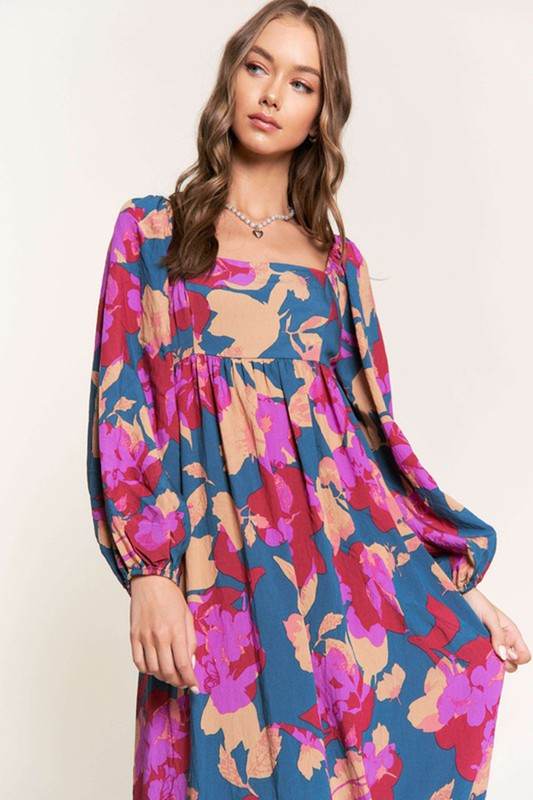 Women Floral Square Neck Ruffled High Waist Dress - Shop Style & More | Fresh Looks, Everyday Deals & Free Shipping