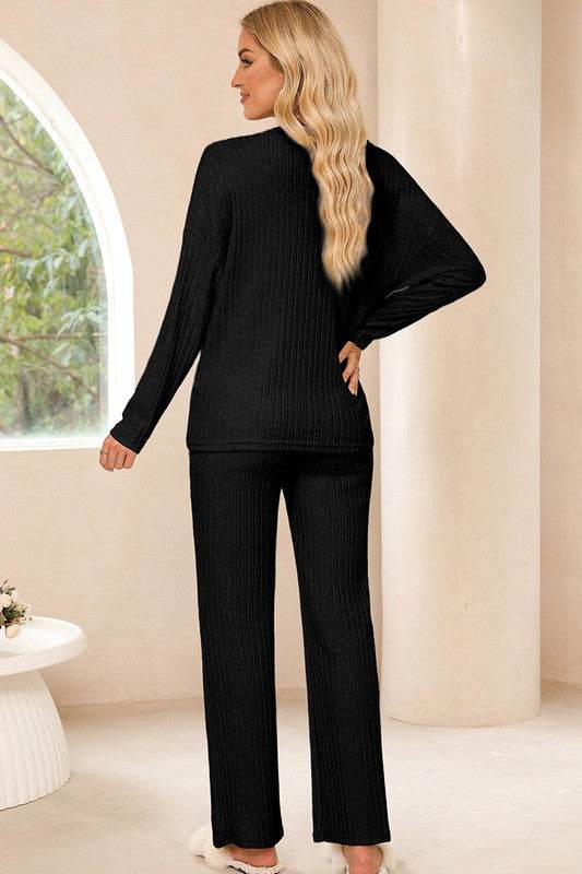 Women Ribbed Knit V Neck Slouchy Two-piece Outfit - Shop Style & More | Fresh Looks, Everyday Deals & Free Shipping