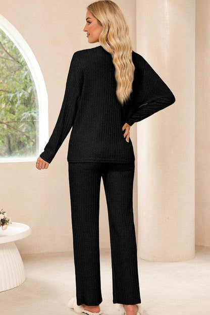 Women Ribbed Knit V Neck Slouchy Two-piece Outfit - Shop Style & More | Fresh Looks, Everyday Deals & Free Shipping