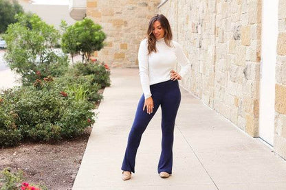 The Niko - Navy FLARE Leggings with Pocket - Shop Style & More | Fresh Looks, Everyday Deals & Free Shipping