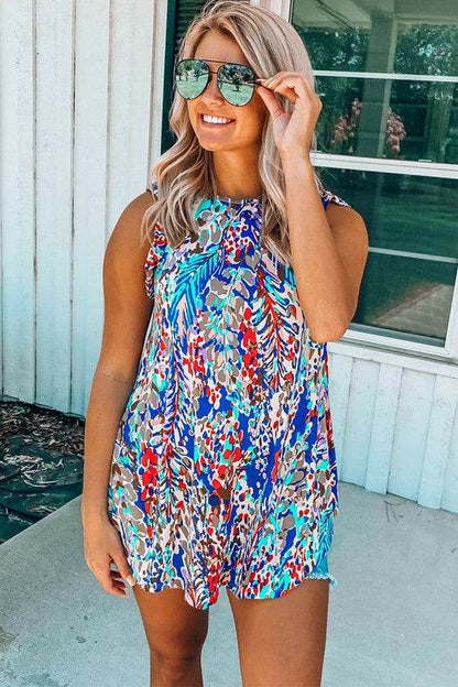 Women Rose Floral Print Tank Top with Ruffles - Shop Style & More | Fresh Looks, Everyday Deals & Free Shipping