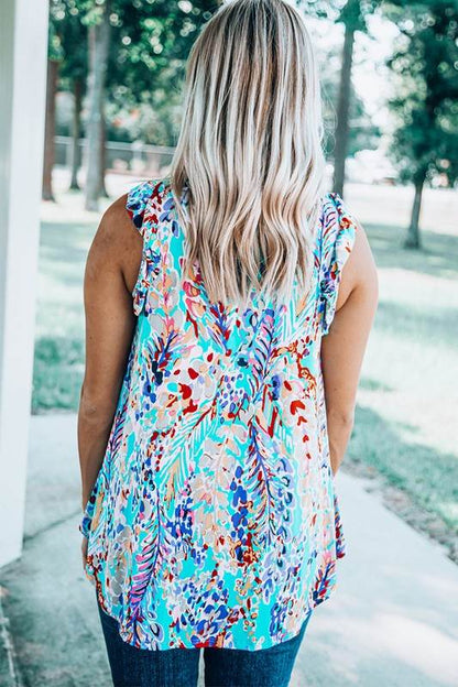 Women Rose Floral Print Tank Top with Ruffles - Shop Style & More | Fresh Looks, Everyday Deals & Free Shipping