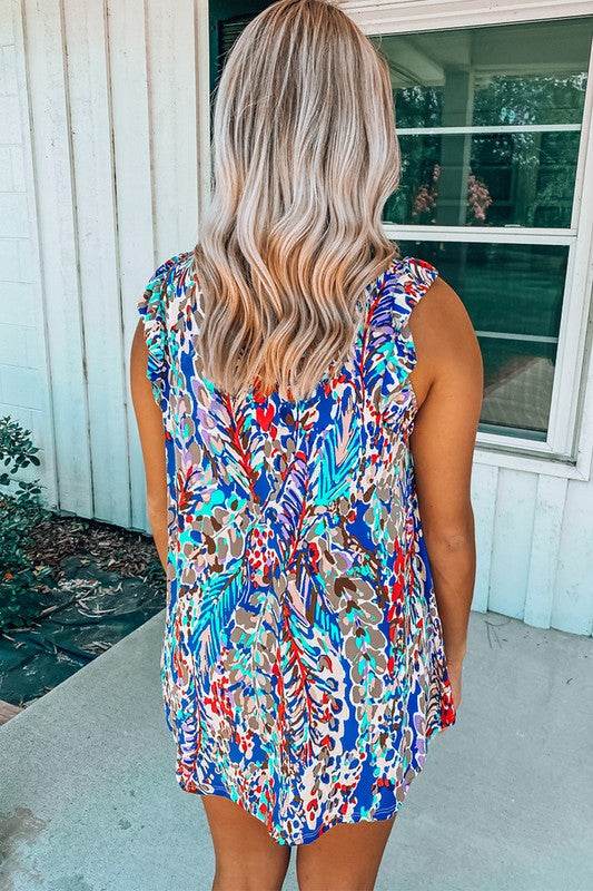 Women Rose Floral Print Tank Top with Ruffles - Shop Style & More | Fresh Looks, Everyday Deals & Free Shipping