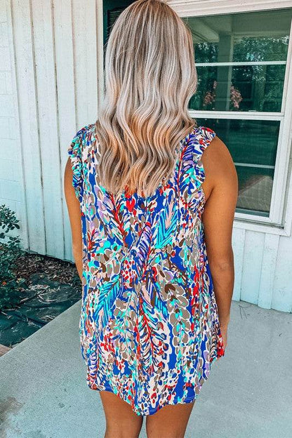 Women Rose Floral Print Tank Top with Ruffles - Shop Style & More | Fresh Looks, Everyday Deals & Free Shipping