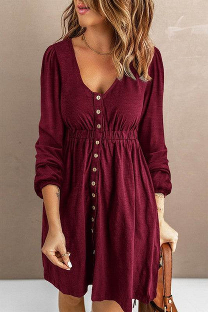 Women Button Up High Waist Long Sleeve Dress - Shop Style & More | Fresh Looks, Everyday Deals & Free Shipping