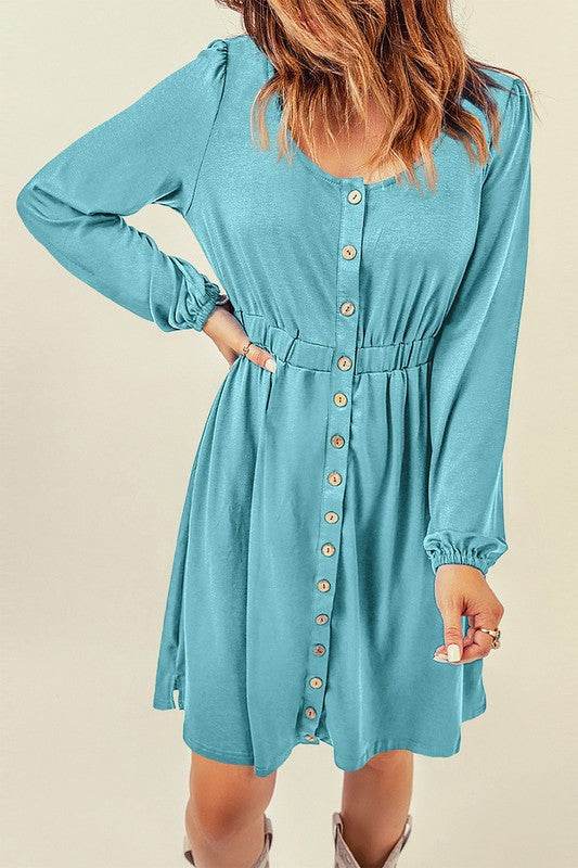Women Button Up High Waist Long Sleeve Dress - Shop Style & More | Fresh Looks, Everyday Deals & Free Shipping