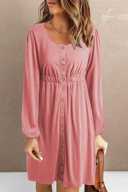 Women Button Up High Waist Long Sleeve Dress - Shop Style & More | Fresh Looks, Everyday Deals & Free Shipping
