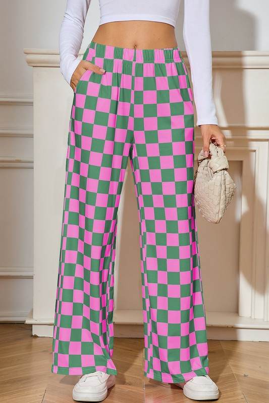 Checked Print High Waist Wide Leg Pants - Shop Style & More | Fresh Looks, Everyday Deals & Free Shipping