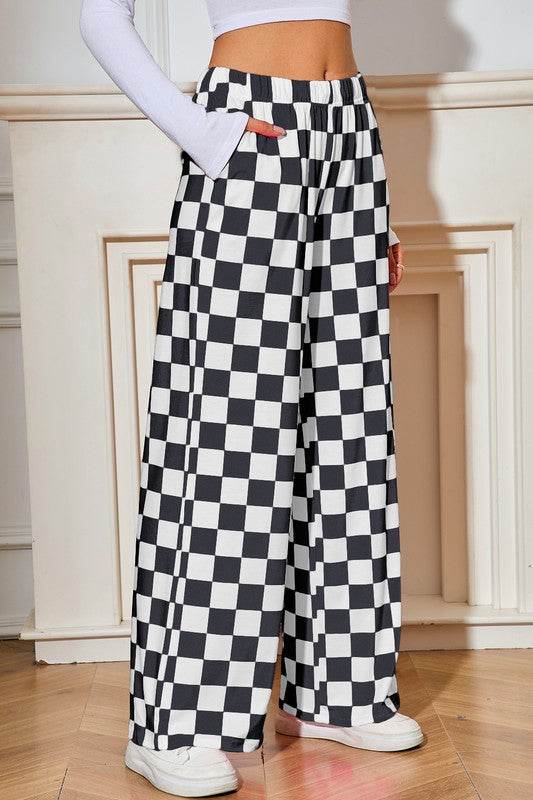Checked Print High Waist Wide Leg Pants - Shop Style & More | Fresh Looks, Everyday Deals & Free Shipping