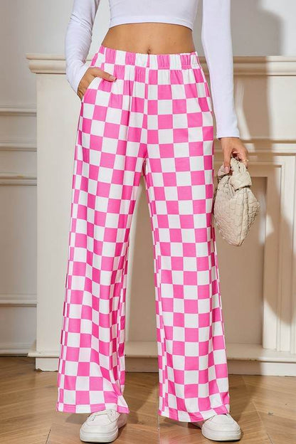 Checked Print High Waist Wide Leg Pants - Shop Style & More | Fresh Looks, Everyday Deals & Free Shipping