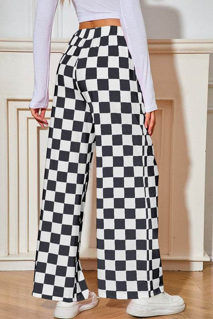 Checked Print High Waist Wide Leg Pants - Shop Style & More | Fresh Looks, Everyday Deals & Free Shipping