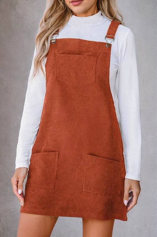 Corduroy Front Pockets Overall Dress - Shop Style & More | Fresh Looks, Everyday Deals & Free Shipping