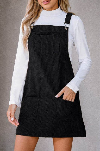 Corduroy Front Pockets Overall Dress - Shop Style & More | Fresh Looks, Everyday Deals & Free Shipping