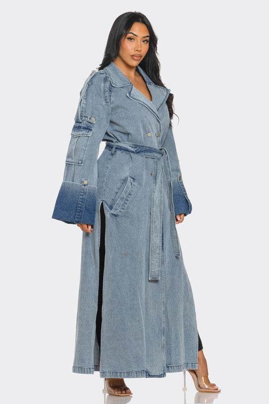 Longline Denim Trench Coat - Shop Style & More | Fresh Looks, Everyday Deals & Free Shipping