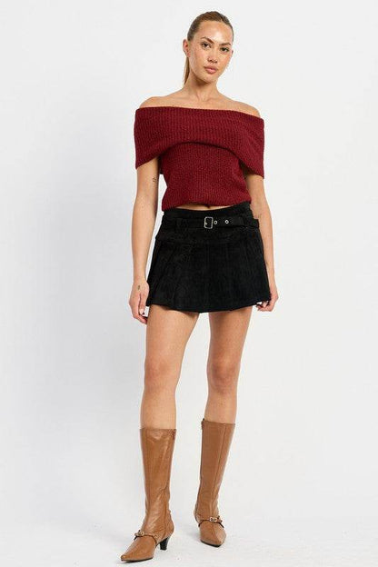 PLEATED SUEDE SKORT WITH BELT - Shop Style & More | Fresh Looks, Everyday Deals & Free Shipping
