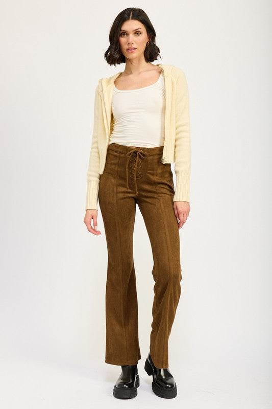 LACE UP SUEDE FLARED PANTS - Shop Style & More | Fresh Looks, Everyday Deals & Free Shipping