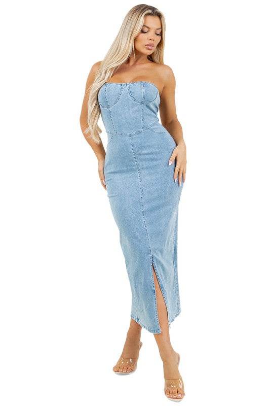 WOMEN FASHION LONG MAXI DENIM DRESS - Shop Style & More | Fresh Looks, Everyday Deals & Free Shipping