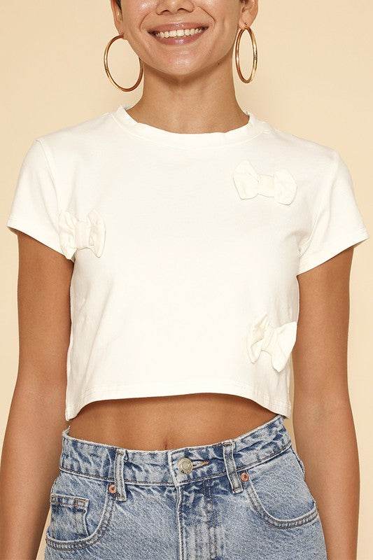 Cropped bow tee - Shop Style & More | Fresh Looks, Everyday Deals & Free Shipping