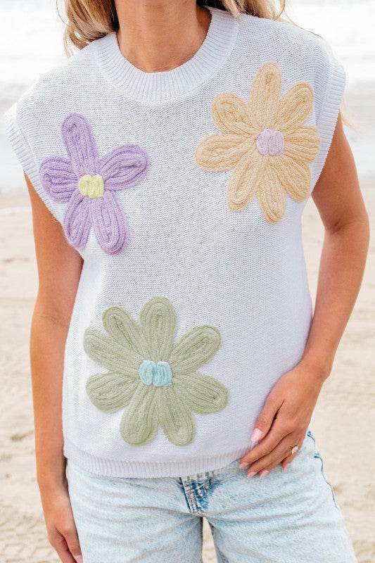 Hannah Crochet Flower Knit Short Sleeve Sweater To - Shop Style & More | Fresh Looks, Everyday Deals & Free Shipping