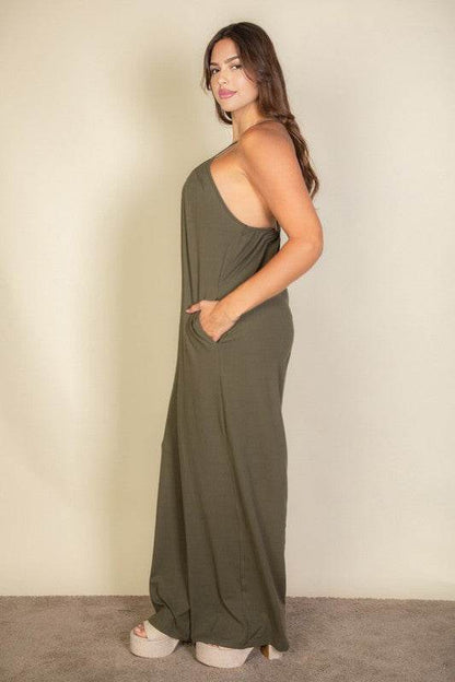 Plus Spaghetti strap solid wide jumpsuit - Shop Style & More | Fresh Looks, Everyday Deals & Free Shipping