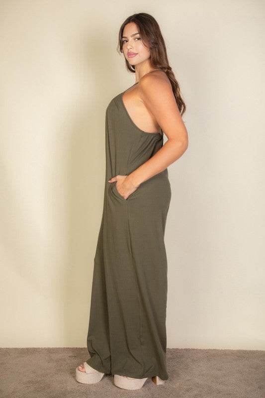Plus Spaghetti strap solid wide jumpsuit - Shop Style & More | Fresh Looks, Everyday Deals & Free Shipping