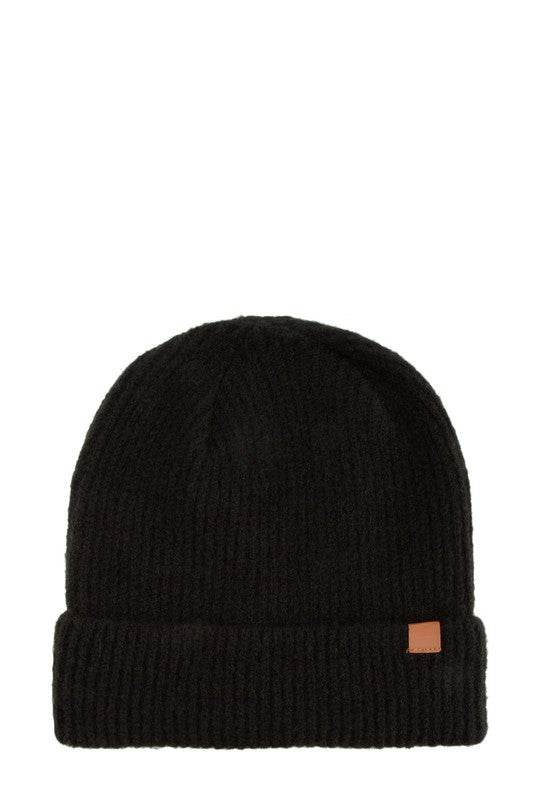 Solid Rib Beanie with Leather Tab - Shop Style & More | Fresh Looks, Everyday Deals & Free Shipping