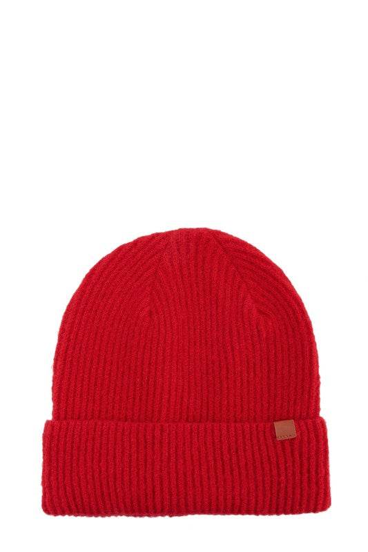 Solid Rib Beanie with Leather Tab - Shop Style & More | Fresh Looks, Everyday Deals & Free Shipping