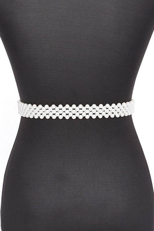 Camellia Rose Flower Ribbon Pearl Stretch Belt - Shop Style & More | Fresh Looks, Everyday Deals & Free Shipping