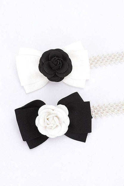 Camellia Rose Flower Ribbon Pearl Stretch Belt - Shop Style & More | Fresh Looks, Everyday Deals & Free Shipping