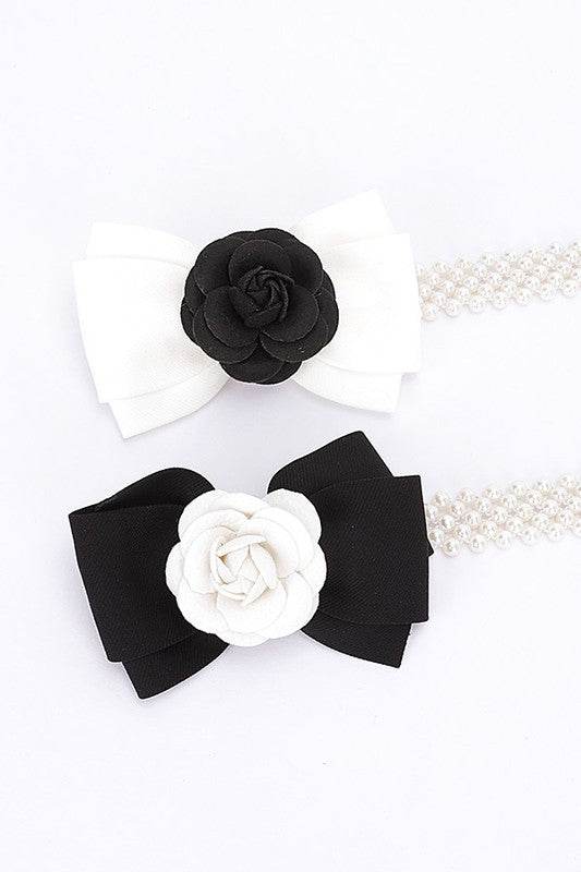 Camellia Rose Flower Ribbon Pearl Stretch Belt - Shop Style & More | Fresh Looks, Everyday Deals & Free Shipping