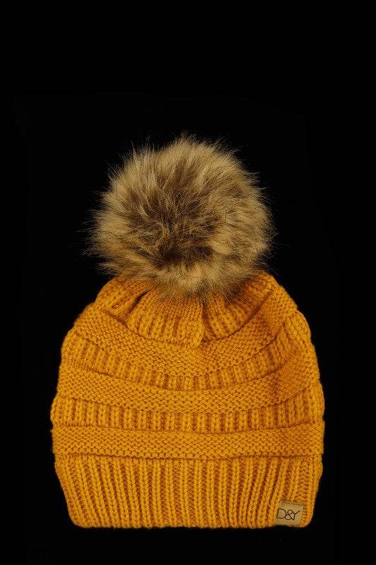 Halo Ripped Beanie with Super Faux Fur Pom - Shop Style & More | Fresh Looks, Everyday Deals & Free Shipping