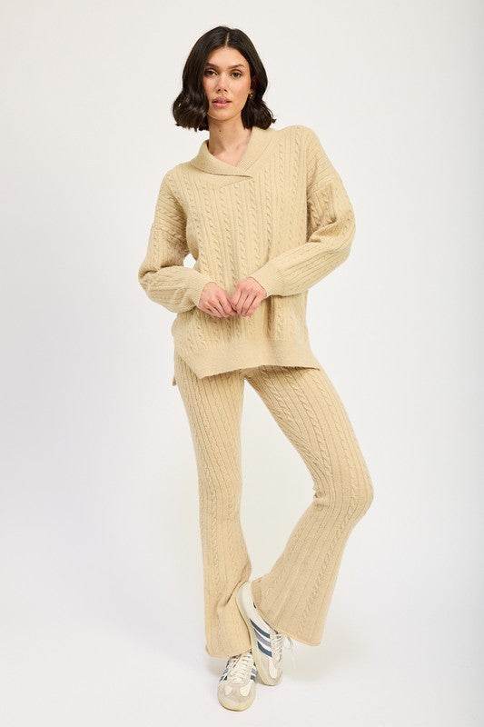 CABLE KNIT FLARED PANTS - Shop Style & More | Fresh Looks, Everyday Deals & Free Shipping