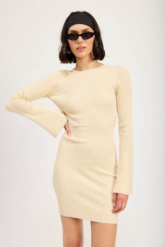 LONG SLEEVE MINI DRESS WITH BACK CUTOUT - Shop Style & More | Fresh Looks, Everyday Deals & Free Shipping