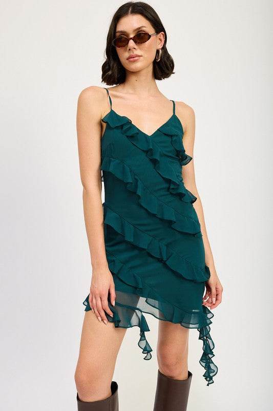 Asymmetrical Ruffle Mini dress - Shop Style & More | Fresh Looks, Everyday Deals & Free Shipping