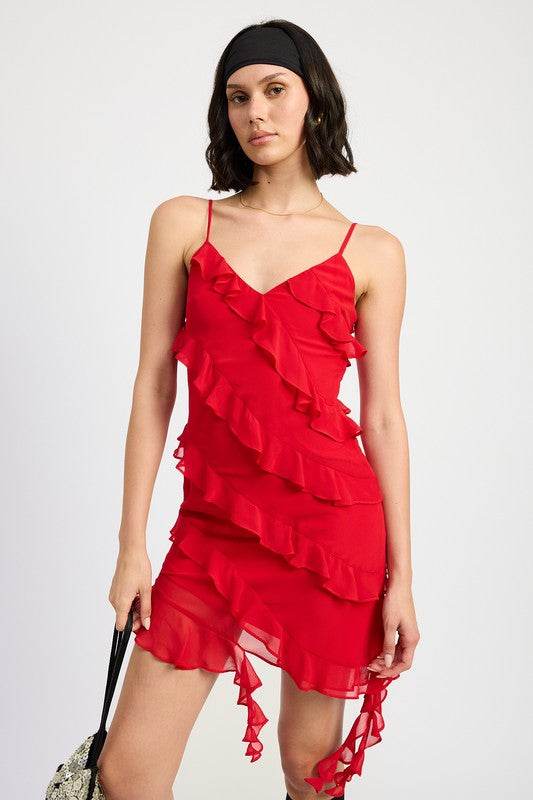 Asymmetrical Ruffle Mini dress - Shop Style & More | Fresh Looks, Everyday Deals & Free Shipping