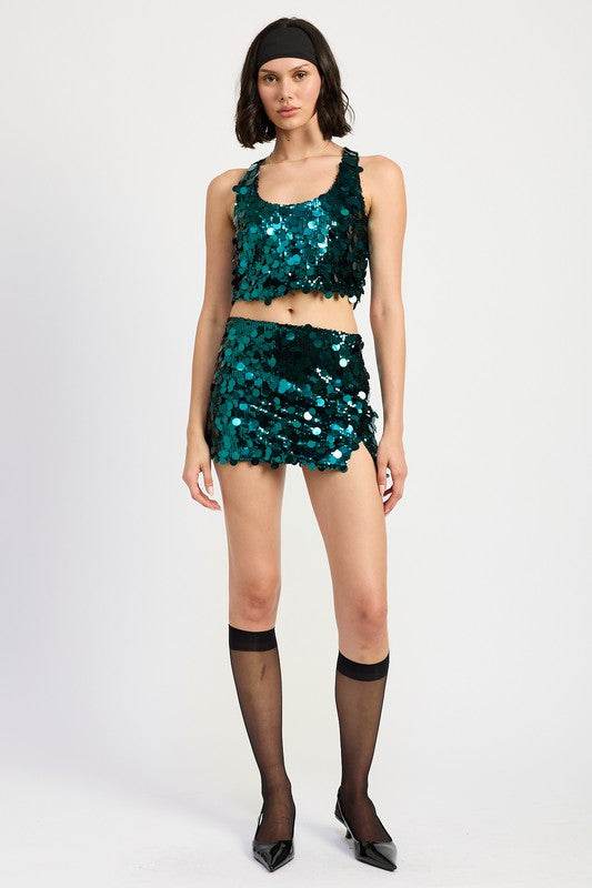 SEQUIN MINI SKIRT WITH SLIT - Shop Style & More | Fresh Looks, Everyday Deals & Free Shipping
