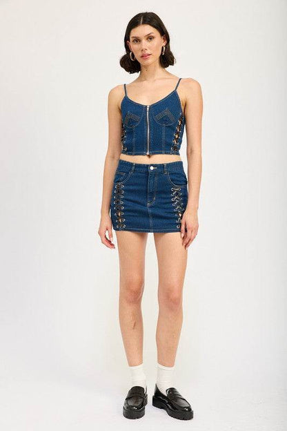 LACE UP MINI DENIM SKIRT - Shop Style & More | Fresh Looks, Everyday Deals & Free Shipping