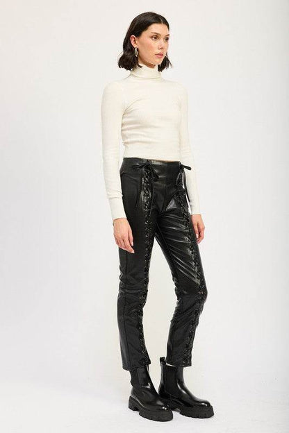 LACE UP LEATHER TROUSERS - Shop Style & More | Fresh Looks, Everyday Deals & Free Shipping