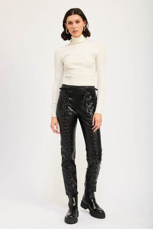LACE UP LEATHER TROUSERS - Shop Style & More | Fresh Looks, Everyday Deals & Free Shipping