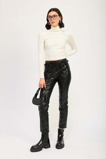 LACE UP LEATHER TROUSERS - Shop Style & More | Fresh Looks, Everyday Deals & Free Shipping