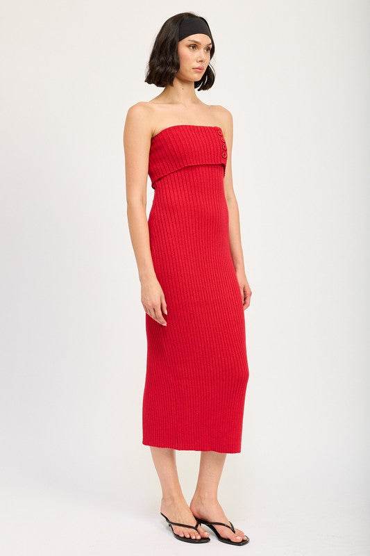 FOLD OVER RIBBED TUBE DRESS - Shop Style & More | Fresh Looks, Everyday Deals & Free Shipping